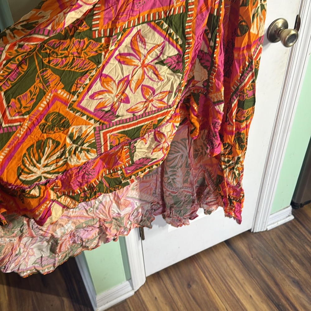 Favela Hype Pink Floral Halter Hi-Lo Dress Brazilian DesignerTropical Size Small - Picture 3 of 13